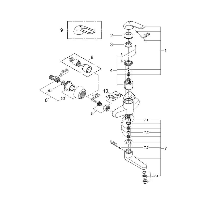 GROHE 32767000 Euroeco Special Basin Mixer Tap, Wall Mounted