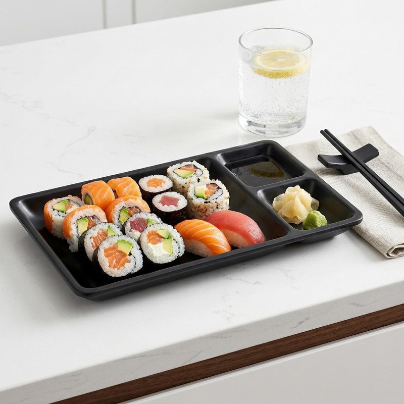 Pumtus 16 Piece Japanese Sushi Plate Set, Melamine Sushi Serving