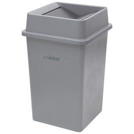 Winco PTCS-35G Square Trash Can, 35 Gallon, Gray