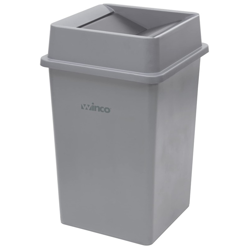 Winco PTCS-35G Square Trash Can, 35 Gallon, Gray