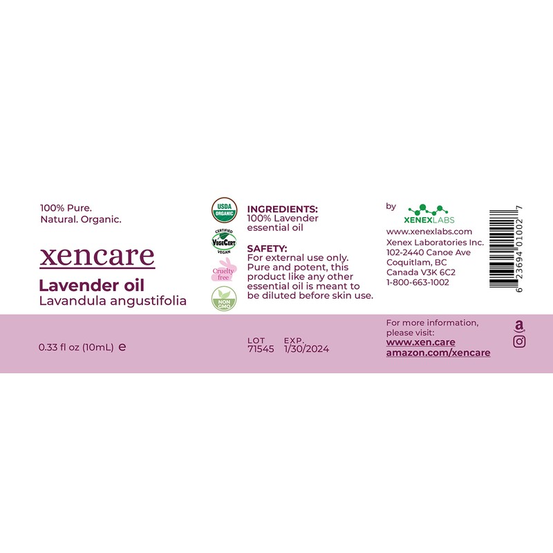 xencare Lavender USDA Organic Essential Oil | 100% Pure Natural