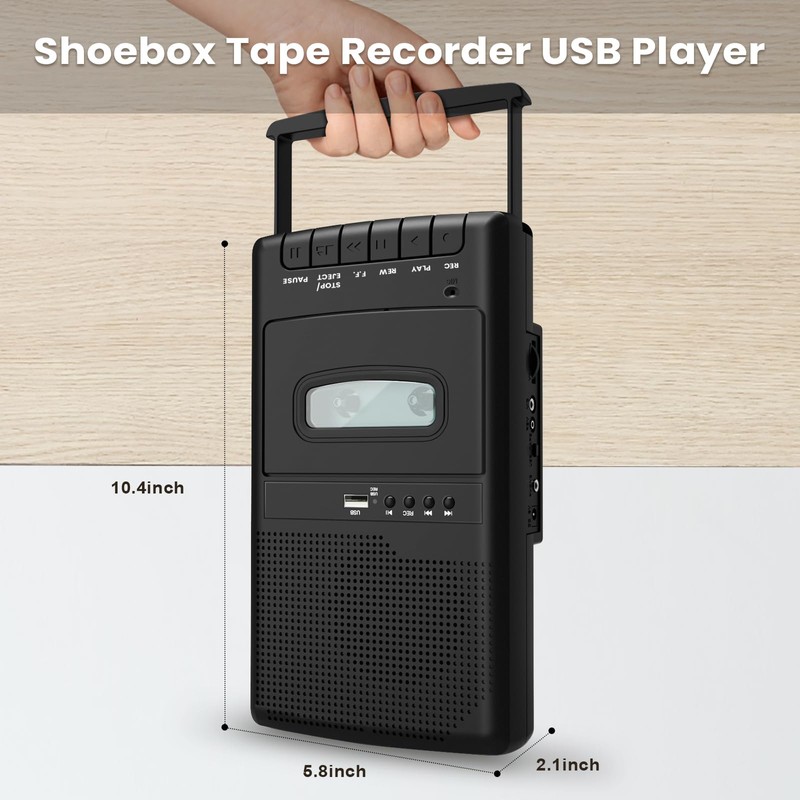 Shoebox Cassette Player Recorder - Tapes/External Audio Recorder - Cassette