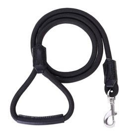 Mile High Life | Premium Leather Dog Leash | Strong Rope Leash | Leather Handle | Zinc Alloy Strong Clasp | Small Medium Large Dogs | 4/5/6 Feet(Black 48 Inch (Pack of 1))