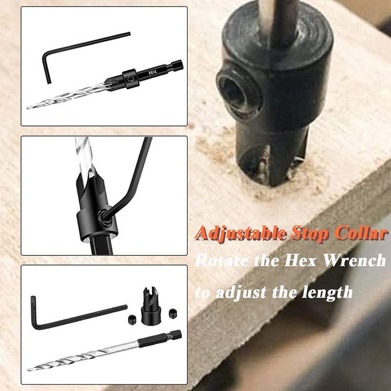 Bestgle 5 Pcs Countersink Drill Bits, HSS Taper Counter Sinker