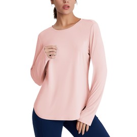 Emlovm UV Protection Sun Shirts for Women Long Sleeve SPF UPF 50+ Tops Lightweight Workout Clothes Quick Dry for Hiking Pink Medium