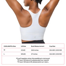 COOLMATE Sports Bra Tops for Women, T-Back Seamless Racerback Padded Low Impact Yoga Bra, Pilates Workout, Supportive, Light Support, Moisture-Wicking (White)