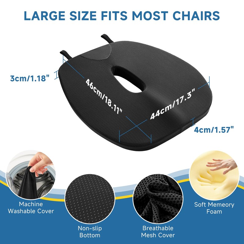 OLYDON Large Seat Cushion for Car Memory Foam Car Seat