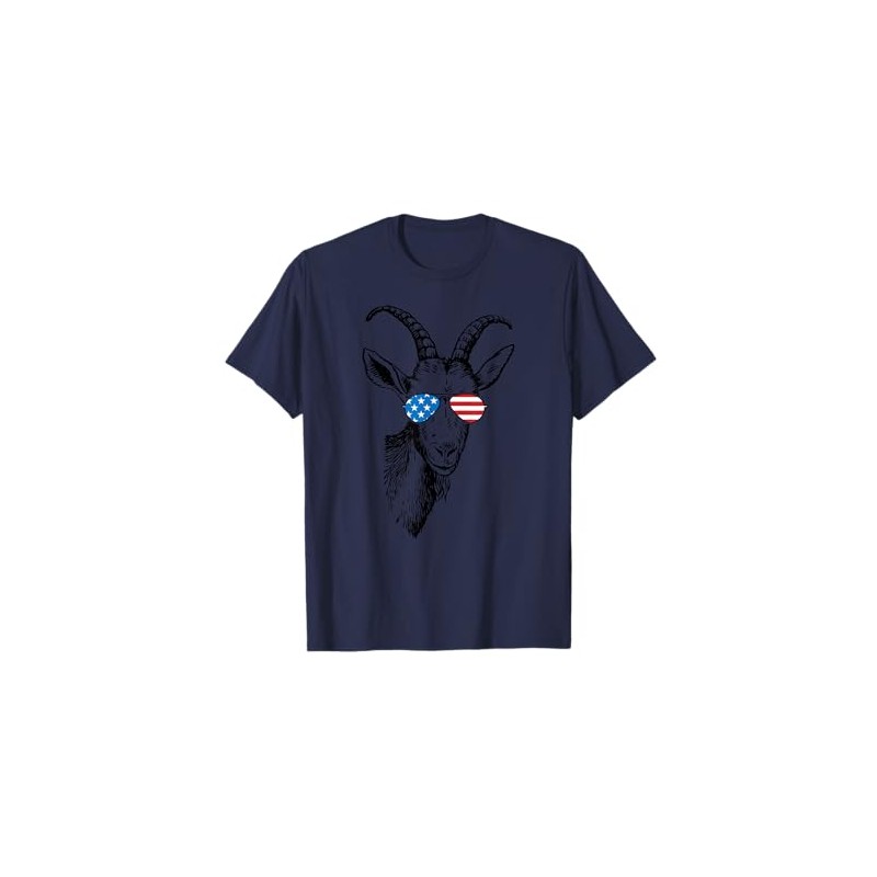 Funny Goat Patriotic USA Flag Aviator Glasses Design T-Shirt