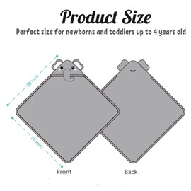 Asnewkit Hooded Baby Towel, Baby Bath Towels with Hood,Unique Animal Design Baby Towel with Hood Soft Absorbent Baby Bath Towels, for Newborn Baby Boy and Girl (Grey)