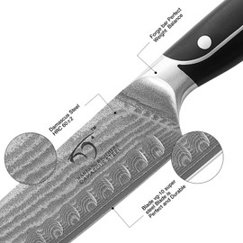 Santoku Knife 7 Inch, XingRui Series Professional Kitchen Knife Forged with VG-10 Super Steel 67-Layer Damascus, Non-slip ABS Ergonomic Triple Rivet Handle, Razor Sharp Lightweight Multipurpose