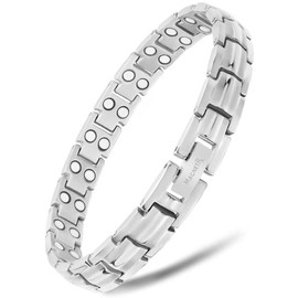 MagnetRX® Ultra Strong Titanium Magnetic Bracelet for Women - Magnetic Titanium Bracelet Length Adjustable with Size Tool Women's Bracelets (Silver)