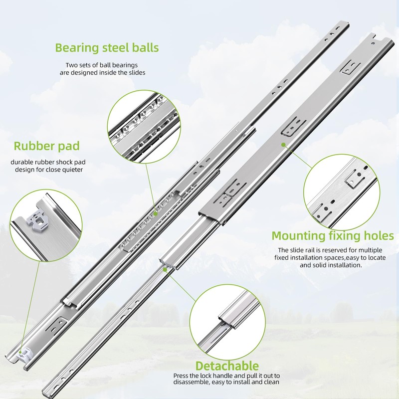 SLIDEWAY Heavy Duty Drawer Slides 1 Pair 12 14 16