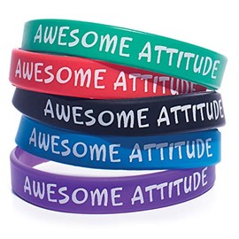 Awesome Attitude Silicone Wristband Assortment, 25/pkg