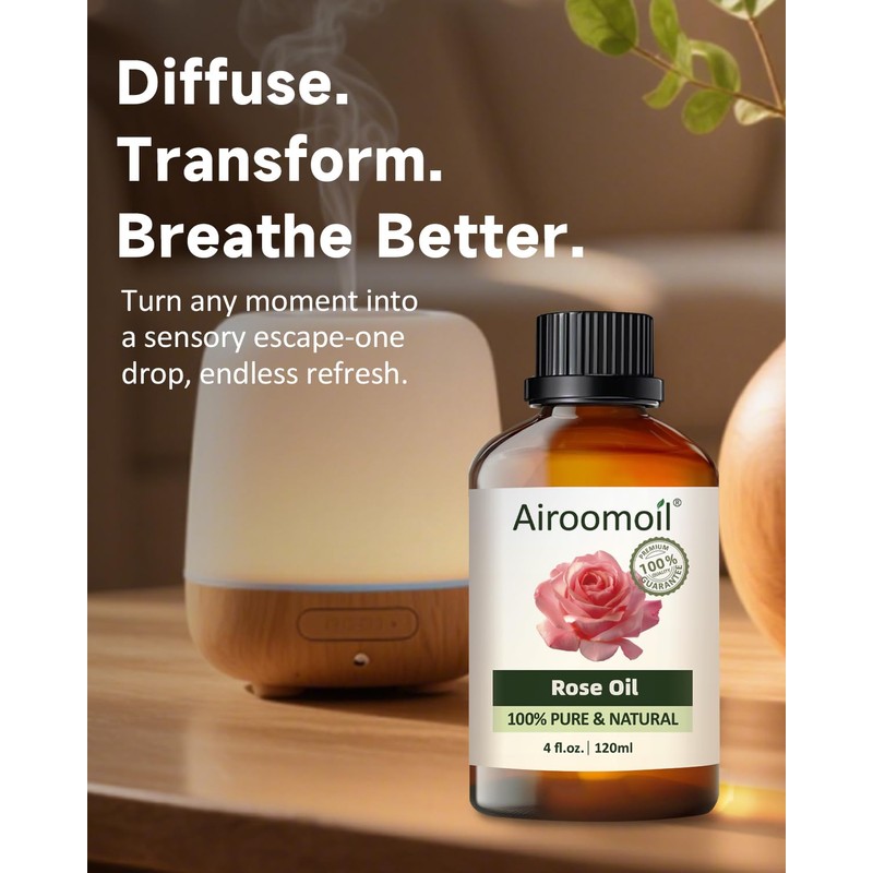 Airoomoil Pure Rose Essential Oil, 100% Pure Natural Rose Essential