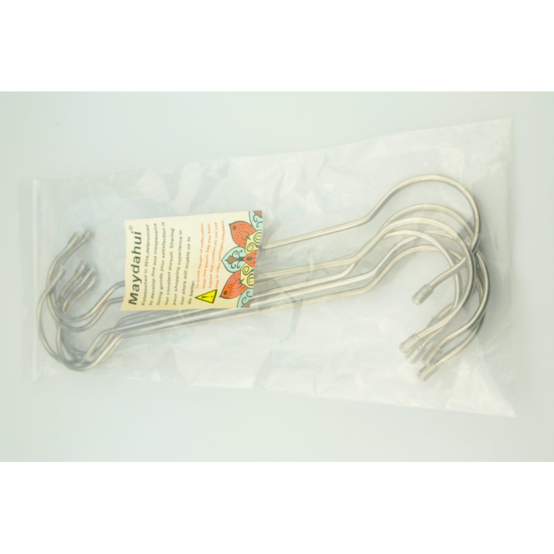 Maydahui S-shaped Hooks (Set of 6, Silver, Large, 11.8 inches