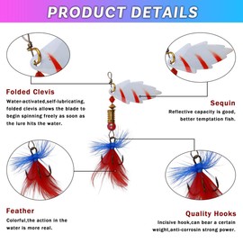 30pcs Fishing Lures Spinner Lures Bait, Trout Lures Hard Metal Spoon Lures Rooster Bait Tail Spinner Baits Kit for Bass Salmon Walleye