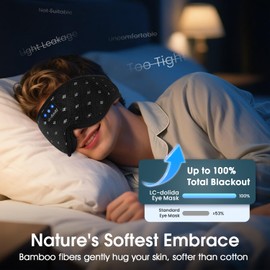 LC-dolida Schlafmaske mit Kopfhörer Bluetooth V5.4, Ultraweiche 3D Schlafkopfhörer Kopfhörer zum Schlafen für Frauen Herren,Augenmaske Schlafbrille mit Mikrofon für Reisen/Nickerchen/Yoga/Meditation