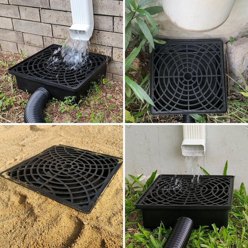 Prestantious Catch Basin Gutter Downspout Extensions, 12"×12" Low Profile Catch