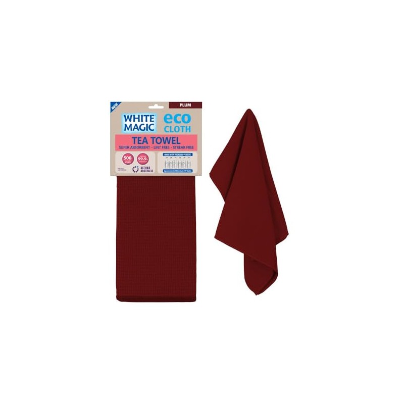 White Magic Tea Towel Single Pack, Plum – Recycled Plastic