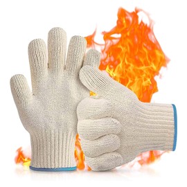 Heat Resistant Oven Gloves, Resistant Hot Surface Handler Oven Mitts with Fingers, Non-Slip Double Layered Protection Kitchen Potholders for Cooking, Baking and Grilling（2 PCS)