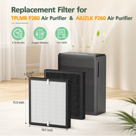P280 P260 Filter Replacement, for TPLMB P280 Air Purifier, for AIUZLK P260 Air Purifier, 3-Stage Filtration (2 Pack)