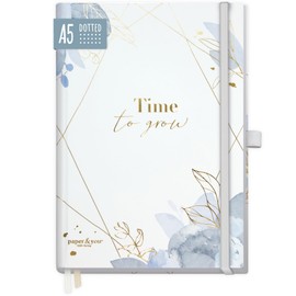 paper&you® Premium Bullet Journal Dotted A5 "Time to Grow" Notebook Dotted, 188 Pages Extra Thick Paper, Diary with Dot Grid - Sustainable & Climate Friendly