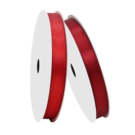 BVIEAKD Double Sided Red Ribbon 10 mm Wide 2 Rolls Total 27 Meters Long Perfect for Crafts Wedding Decorations Bow Making Art Sewing and More