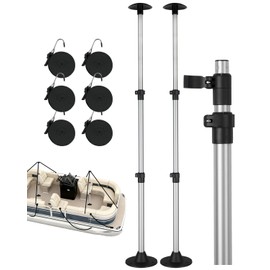 OCEANBROAD Boat Cover Support Poles Adjustable Telescoping Aluminum - Universal Fit for Pontoon, V Hull, Jon Boats - Waterproof Windproof Cover Support System with Straps, 2 Pack
