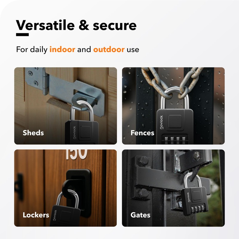 Combination Padlock - Heavy Duty Weatherproof 4 Digit Combination Lock