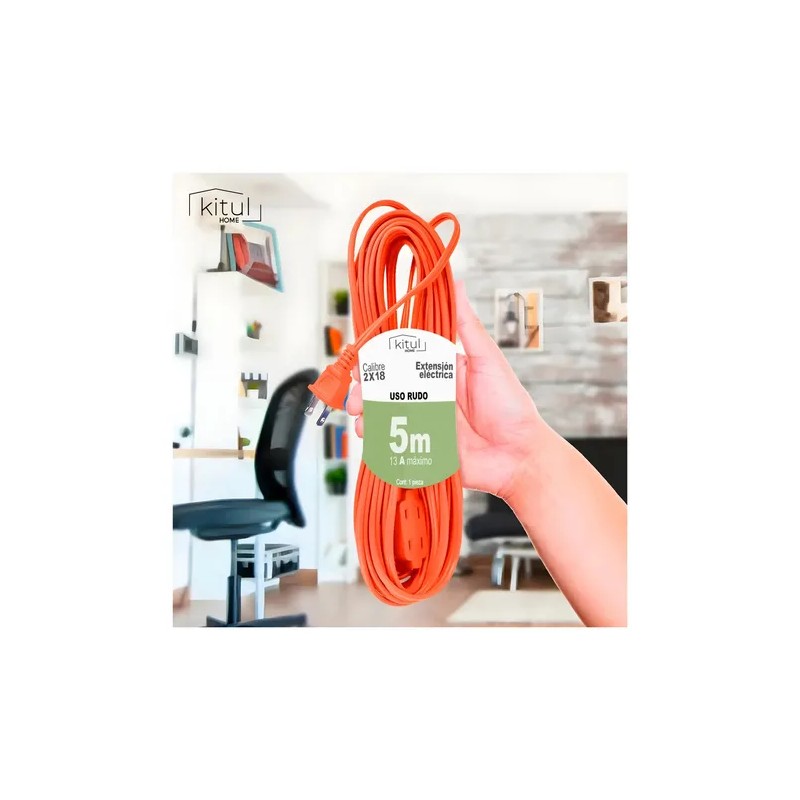 Multicontacto de 3 tomas Kitul extensión 5mcolor naranja largo del