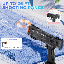 Funwee 2 Pack Electric Water Guns for Kids Adults, Long Range Powerful Water Squirt Gun, Strongest Full Automatic Water Gun Pistol High Capacity 400+ Water Blaster, Summer Outdoor Pool Watergun Toy