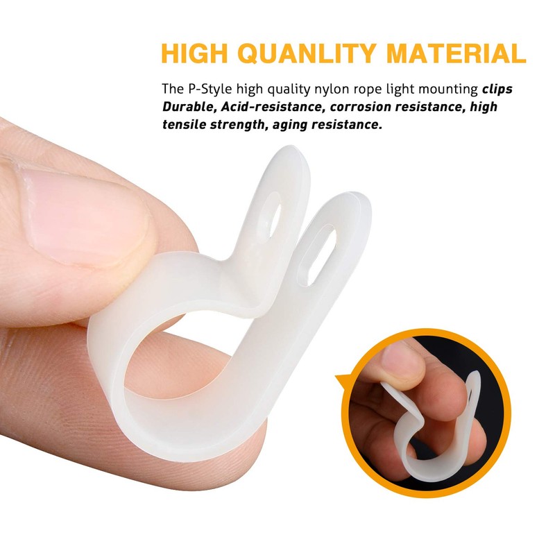 GOOACC 1/2 Inch Rope Light P-Style Mounting Clips with Pan