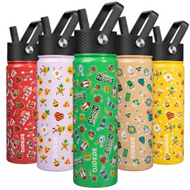 BJPKPK Insulated Water Bottle with Straw Lid, 22 oz Stainless Steel Metal Water Bottles, Reusable Leak Proof BPA Free Water Bottles, Cups, Thermo, Game