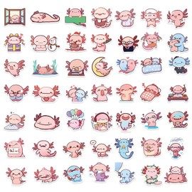 50 Pcs Cute Axolotl Stickers for Teens Water Bottle Stickers Pink Axolotl Aesthetic Vinyl Sticker Decals Scrapbook Laptop Bulk Stickers for Adults Girls Kids (Axolotl)