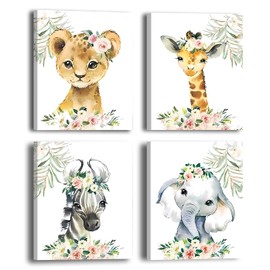 Framed Wild Animals Nursery Picture Wall Decor Canvas,8X10 Inches