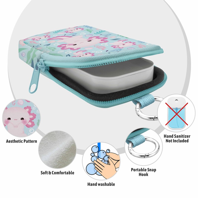 Mcapirivo Hand Sanitizer Spray Case, Axolotls Hand Sanitizer Holder Zippered