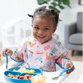 Bumkins Sleeved Bib for Girl or Boy Baby and Toddler for 6-24 Mos, Essential Must Have for Eating, Feeding, Baby Led Weaning Supplies, Long Sleeve Mess Saving Food Catcher, Soft Fabric, Cowgirl Boots