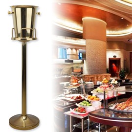 Champagne Bucket with Stand, Gold Ice Bucket Floor Standing Bar Stand Wine Cooler Gold w/stand Stainless Steel Ice Bucket Wine Ice Bucket Champagne Chiller for BBQ, Parties, Bars, Ktv, Clubs
