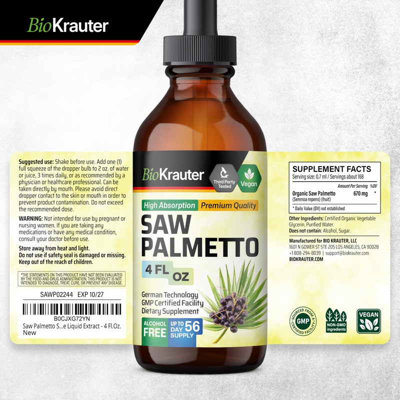 BIO KRAUTER BIO KRAUTER Saw Palmetto Tincture 4 Fl. Oz.