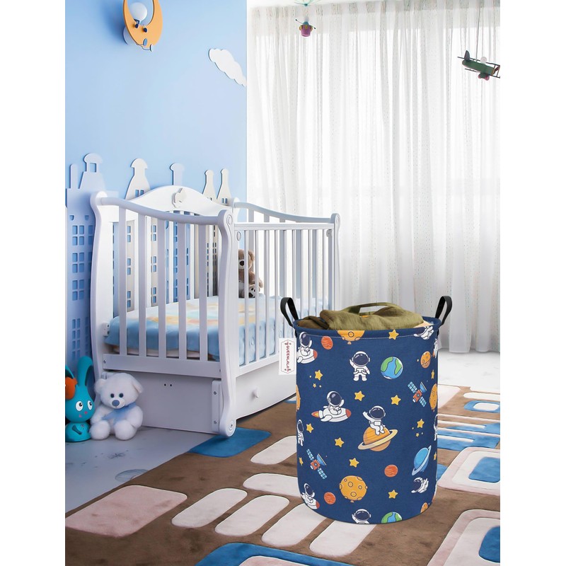QUEENLALA Large Storage Basket,Laundry Hamper/Bathroom/Home Decor/Collapsible Round Storage Bin,Boys and