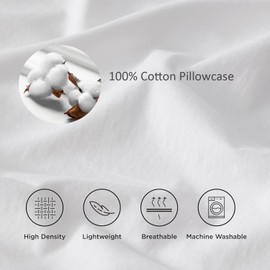 Hotel Grand White Goose Down Pillow Filled with Shredded Memory Foam Bed Pillow 100% Cotton Breathable Medium Firm Pillow Queen Size Hypoallergenic Hotel Sleeping Pillows for Back/Side Sleepers