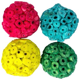 5200 Small Rainbow Sola Balls Pk4 - Handcrafted Colorful sola Wood Balls, Lightweight pithy Natural Wood, Bright Bird Pleasing Colors, Fun to Shred, Great for Budgies Cockatiels Conures Caiques
