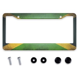 Smooffly Jamaican Flag Vintage Style Decorative License Plate Frame Stainless Aluminum Car Tag Holder Auto Car for US Canada Standard 12.2" x 6.3" with 2 Holes and Screws