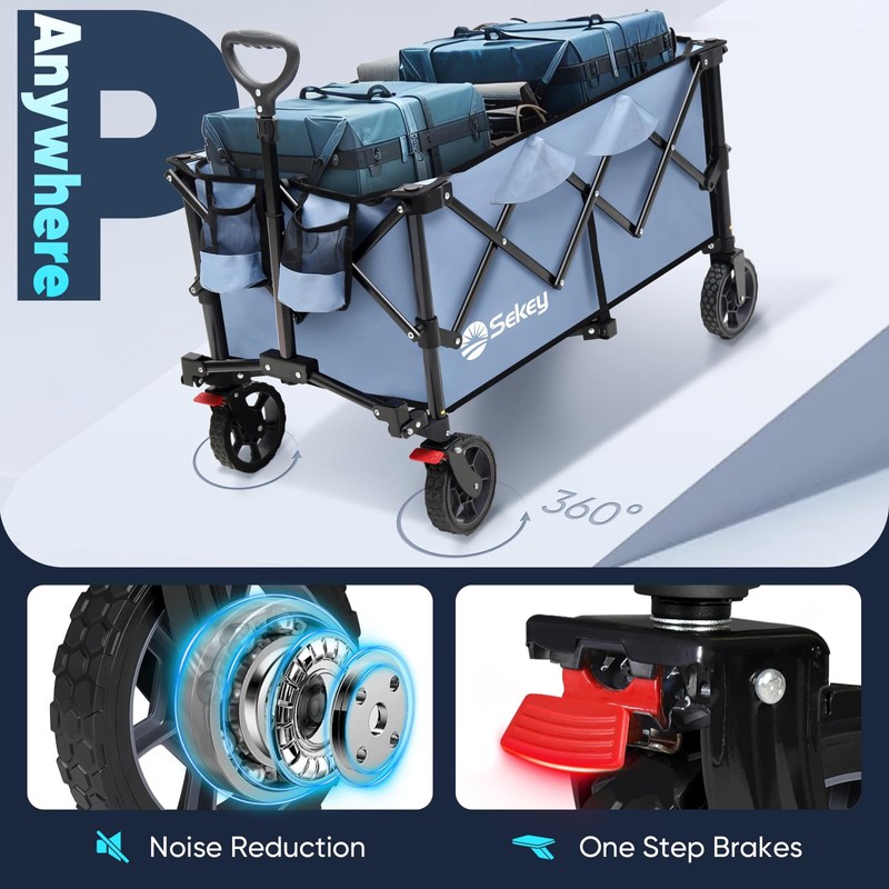 Sekey Collapsible Foldable Wagon with 330lbs Weight Capacity, Heavy Duty