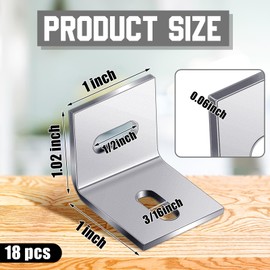 Dunzy 18 Pcs 1x1 Inch Heavy Duty Wood Table Top Expansion Bracket Steel Z Clips Fastener Connector Table Top Fasteners Woodworking Hardware Mounting Connector Bracket, Silver