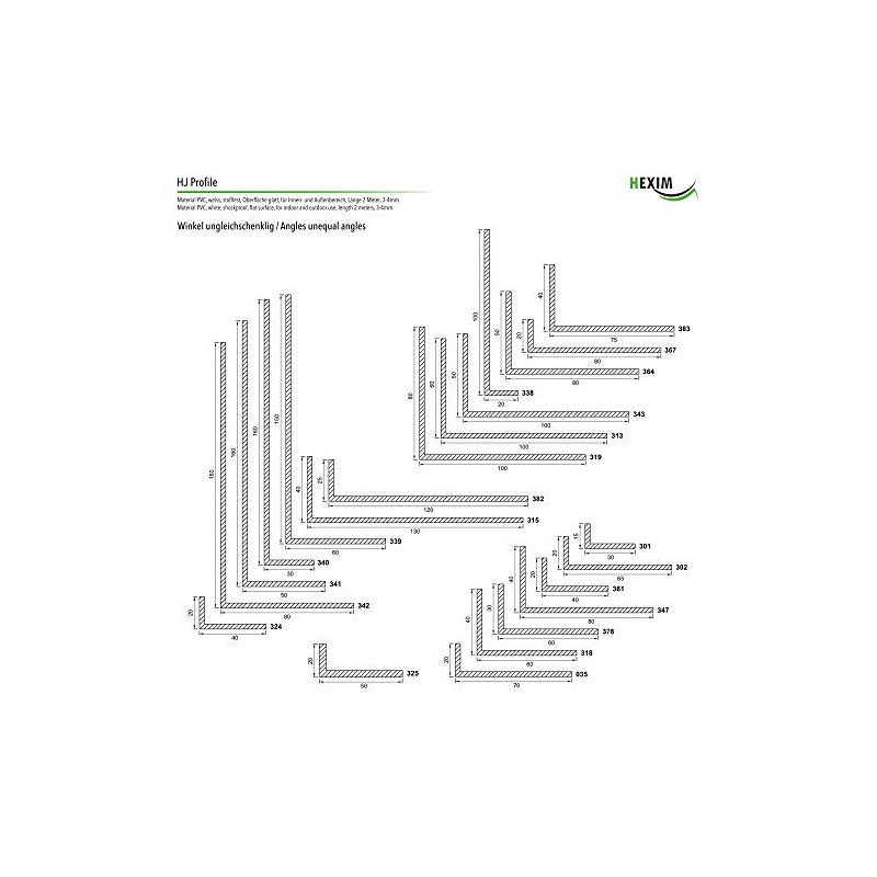 2 Metres | Corner Profiles | Angle Une-Selike | Selection