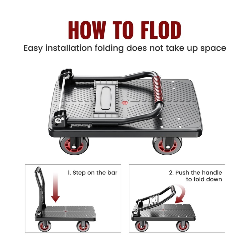 TIDY PALM Upgraded Foldable Push Cart Dolly | 880 lbs.