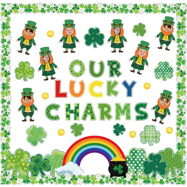 FYSUIMU 95Pcs St. Patrick's Day Bulletin Board Decor Green Lucky
