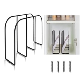 WANGDEFA 2 Pack Base Cabinet Tray Dividers 11.8 * 9 * 3inch Baking Sheet Organizer Rack Cookie Sheet Organizer Narrow U-shaped Wire Tray Divider Steel Cookware Holder with 3 Slots for Narrow cabinet