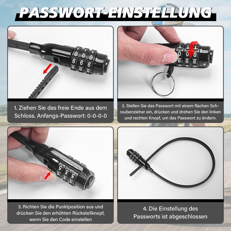 IMAYCC Bicycle Lock with Combination Code, Lightweight, Multifunctional Security Strap,